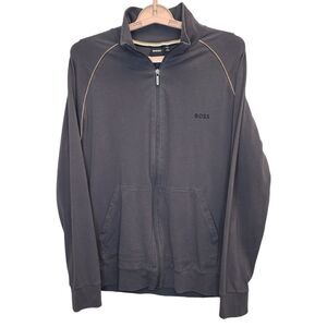 BOSS Men's Embroidered Logo Grey Zip Up Jacket M